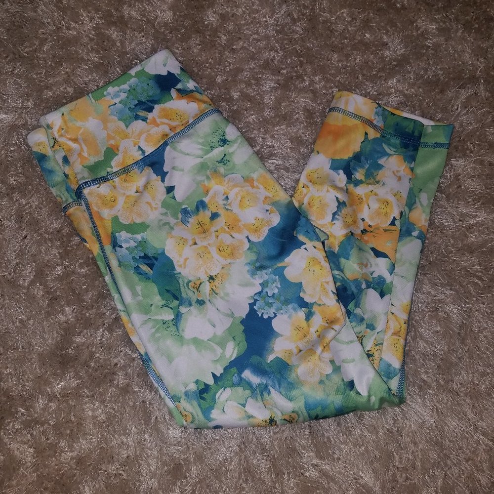 90 Degree by Reflex Floral Cropped Leggings
